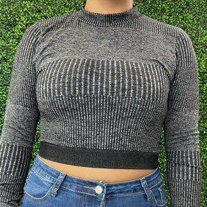 Long Sleeve Cropped Workout Top Gym Top